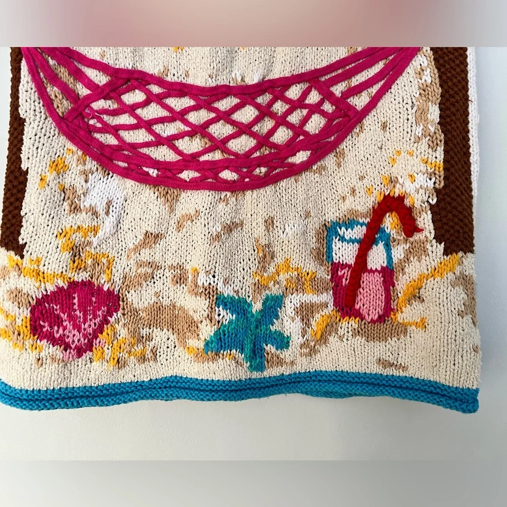 Vintage Eagle’s Eye Hand Knit Beach Themed Vest, Size Small - Picture 10 of 15